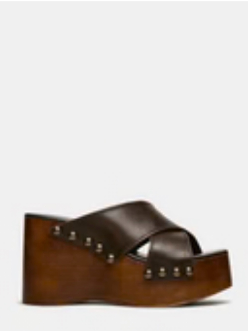 Steve Madden Koko Brown Leather Platform Wedge Slide NIB